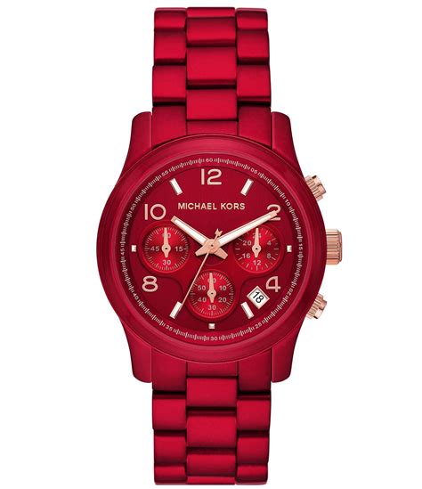 michael kors runway espresso watchit|michael kors red coated watch.